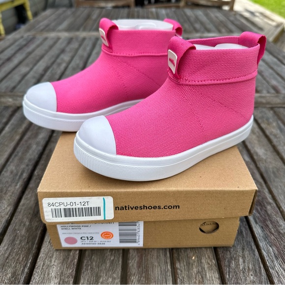NEW Native Jefferson Girl's Pink Hydroknit Rain Boots Waterproof size C12 - Picture 1 of 5